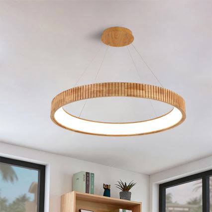 Brilagi - LED полилей на кабел FALCON WOOD MODERN LED/60W/230V 3000/4000/6000K Ø 80 см дърво