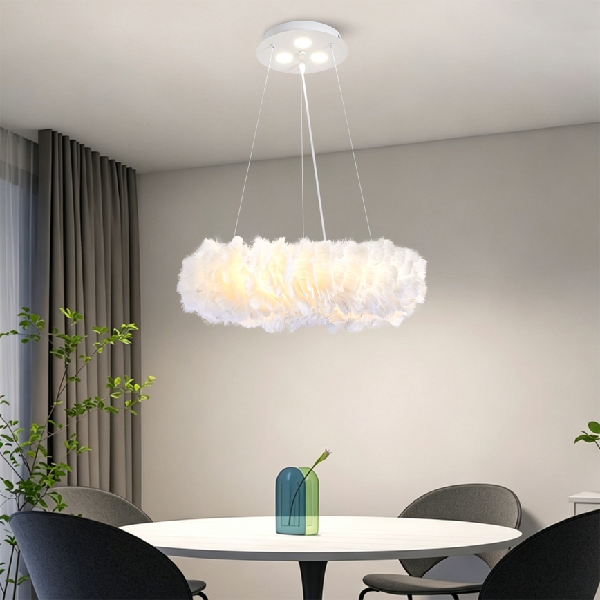 BRILAGI - LED полилей на кабел FEATHER 3xE27/40W/230V + 3xLED/3W Ø 40 см бял