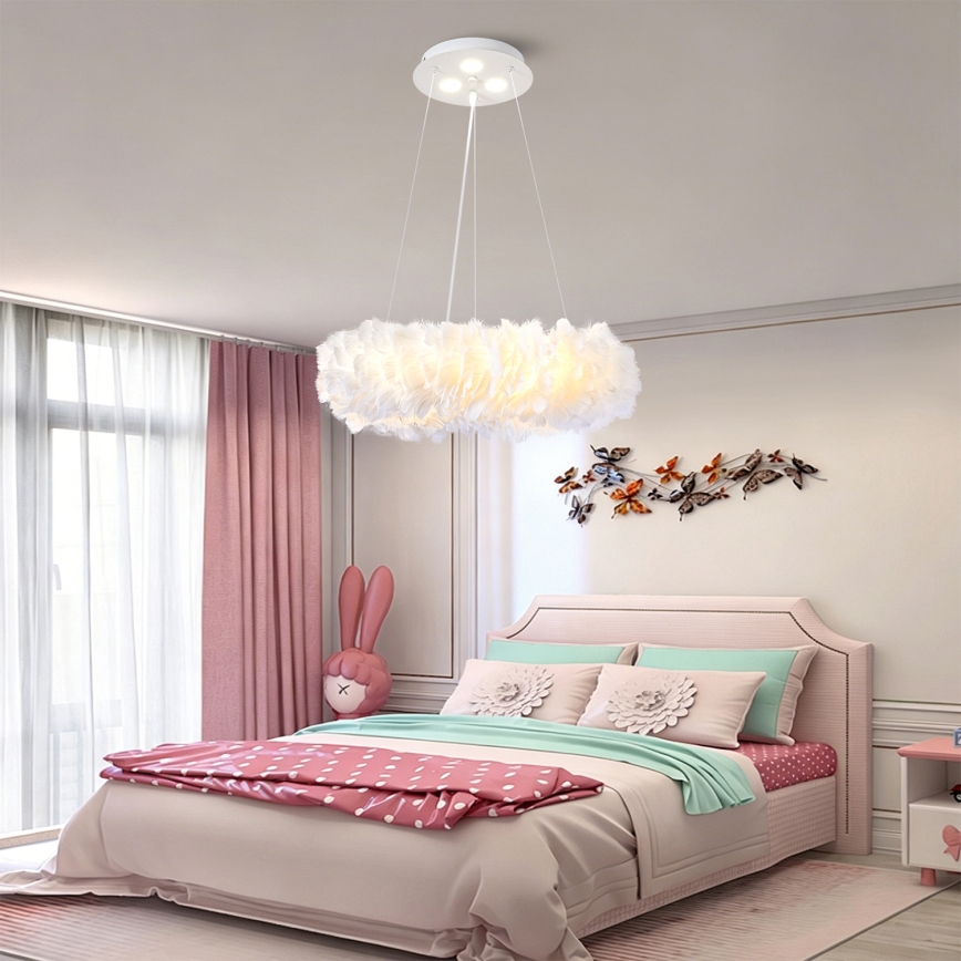 BRILAGI - LED полилей на кабел FEATHER 3xE27/40W/230V + 3xLED/3W Ø 40 см бял