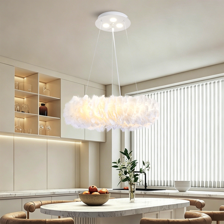 BRILAGI - LED полилей на кабел FEATHER 3xE27/40W/230V + 3xLED/3W Ø 40 см бял