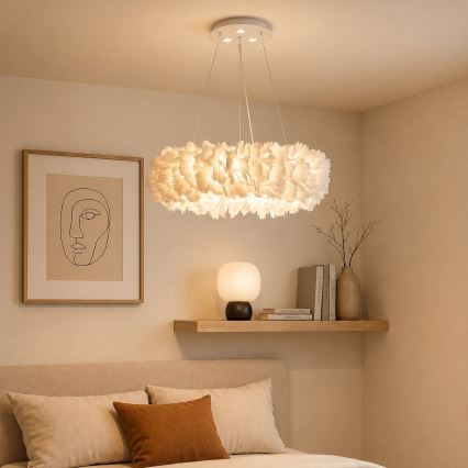 Brilagi - LED полилей на кабел FEATHER 3xE27/40W/230V + 3xLED/3W Ø 40 см бял