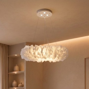 Brilagi - LED полилей на кабел FEATHER 3xE27/40W/230V + 3xLED/3W, Ø 50 cm, бял