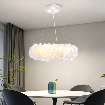 BRILAGI - LED полилей на кабел FEATHER 3xE27/40W/230V + 3xLED/3W, Ø 50 cm, бял