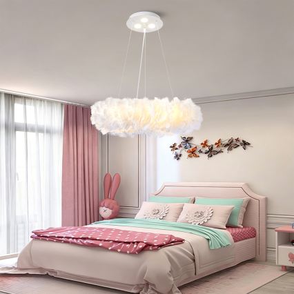 BRILAGI - LED полилей на кабел FEATHER 3xE27/40W/230V + 3xLED/3W, Ø 50 cm, бял