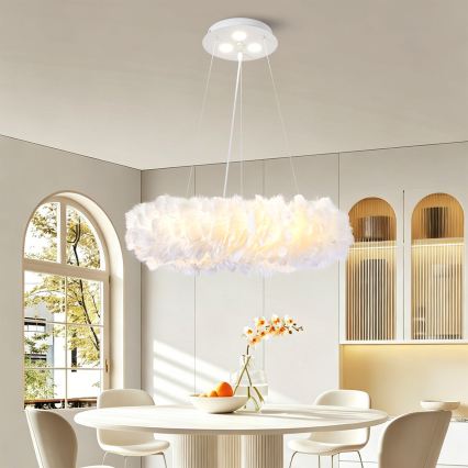 BRILAGI - LED полилей на кабел FEATHER 3xE27/40W/230V + 3xLED/3W, Ø 50 cm, бял