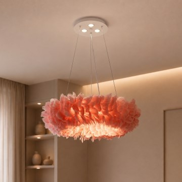 Brilagi - LED полилей на кабел FEATHER 3xE27/40W/230V + 3xLED/3W Ø 50 см, розов