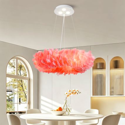 BRILAGI - LED полилей на кабел FEATHER 3xE27/40W/230V + 3xLED/3W Ø 50 см, розов
