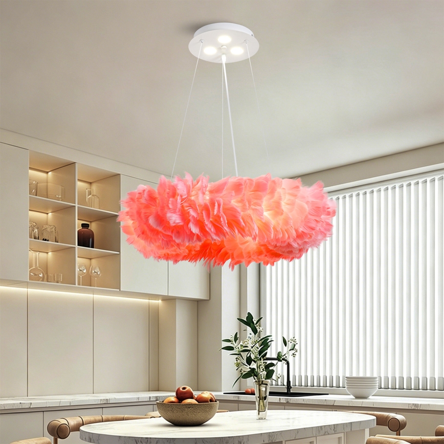 BRILAGI - LED полилей на кабел FEATHER 3xE27/40W/230V + 3xLED/3W Ø 50 см, розов