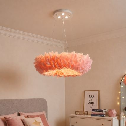 Brilagi - LED полилей на кабел FEATHER 3xE27/40W/230V + 3xLED/3W Ø 50 см, розов