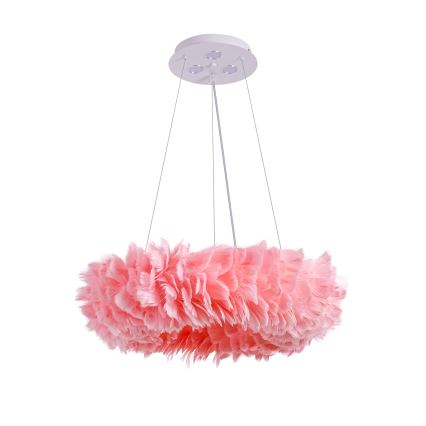 Brilagi - LED полилей на кабел FEATHER 3xE27/40W/230V + 3xLED/3W Ø 50 см, розов