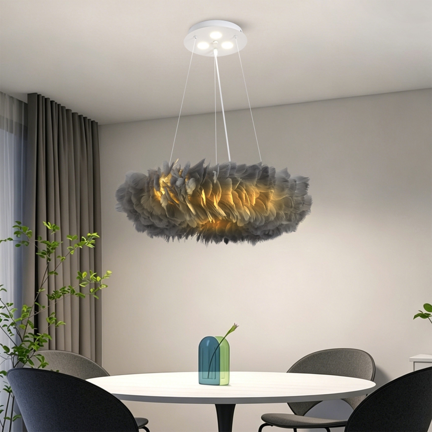 BRILAGI - LED полилей на кабел FEATHER 3xE27/40W/230V + 3xLED/3W Ø 50 см сив