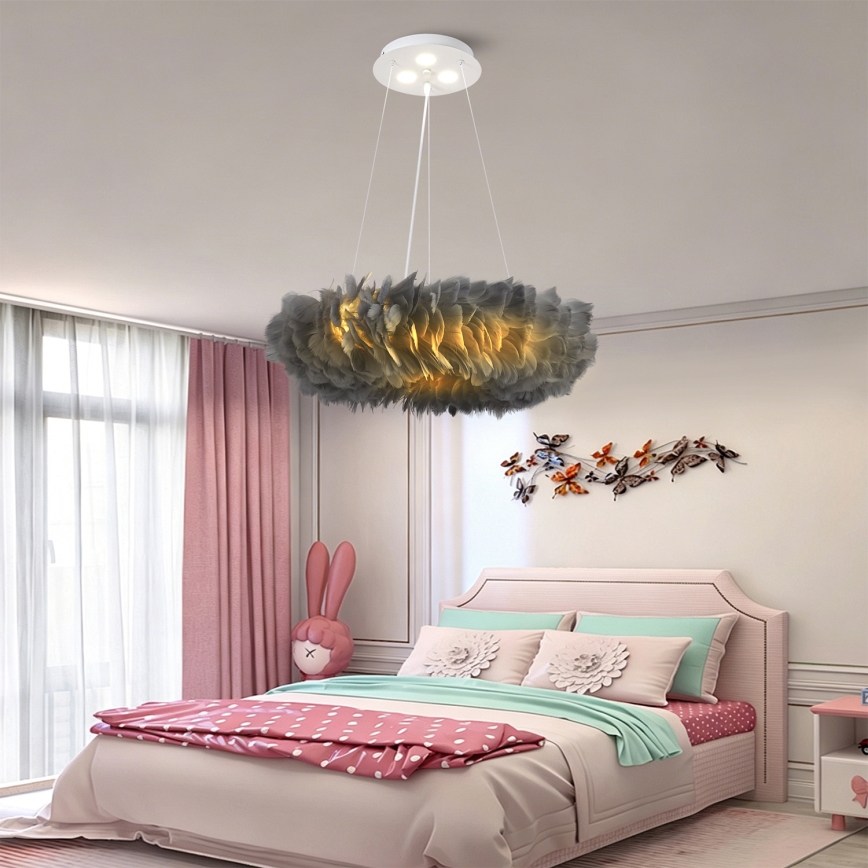 BRILAGI - LED полилей на кабел FEATHER 3xE27/40W/230V + 3xLED/3W Ø 50 см сив