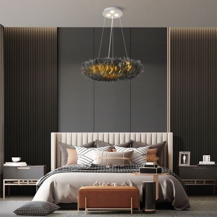 BRILAGI - LED полилей на кабел FEATHER 3xE27/40W/230V + 3xLED/3W Ø 50 см сив