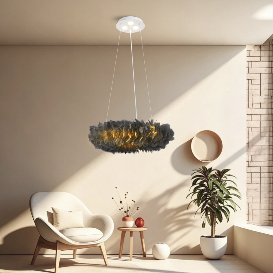BRILAGI - LED полилей на кабел FEATHER 3xE27/40W/230V + 3xLED/3W Ø 50 см сив