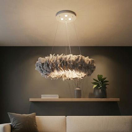 Brilagi - LED полилей на кабел FEATHER 3xE27/40W/230V + 3xLED/3W Ø 50 см сив