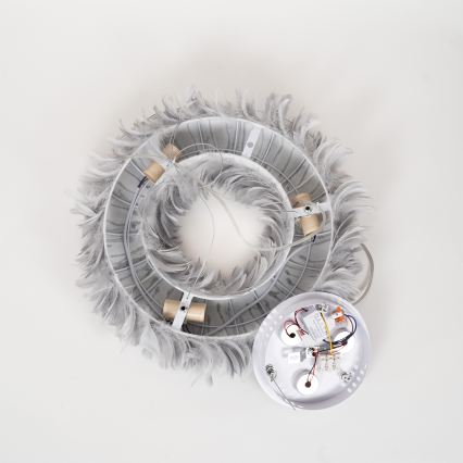 BRILAGI - LED полилей на кабел FEATHER 3xE27/40W/230V + 3xLED/3W Ø 50 см сив