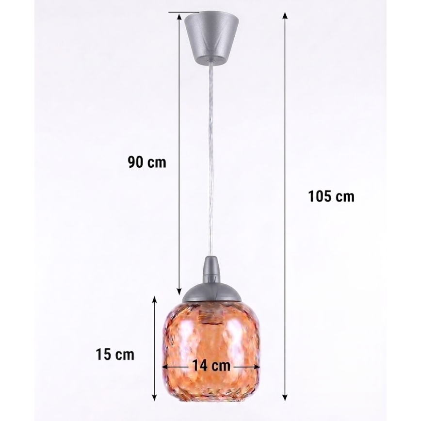 Brilagi - LED пендел на кабел RETRO GLASS 1xE27/60W/230V Ø 14 см сребрист/опушено кафяво