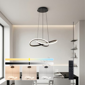 Brilagi - LED полилей на кабел INFINITY, с възможност за димиране, LED/55W/230V, 3000-6000K, 50x50 cm, черен + дистанционно управление