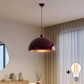 Brilagi - LED полилей на кабел METALO 1xE27/40W/230V, диаметър 40 см, бордо/меден