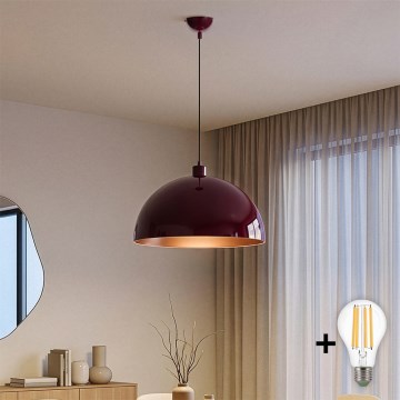 Brilagi - LED полилей на кабел METALO 1xE27/40W/230V, диаметър 40 см, бордо/меден