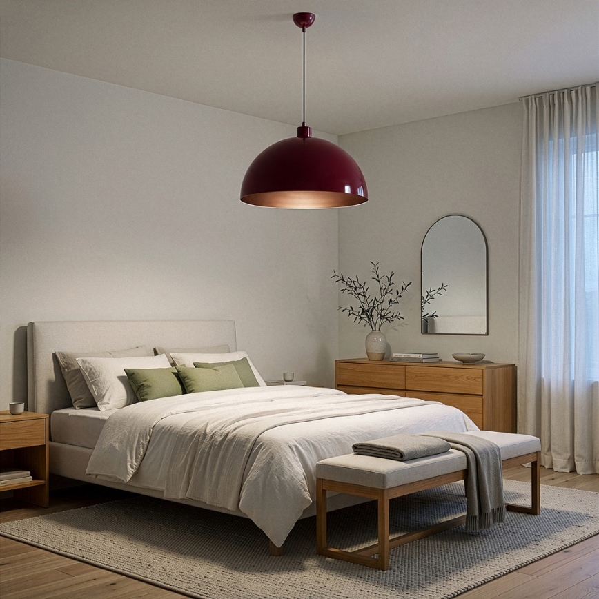 Brilagi - LED полилей на кабел METALO 1xE27/40W/230V, диаметър 40 см, бордо/меден