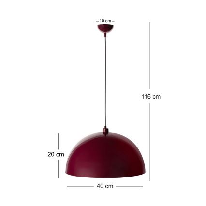 Brilagi - LED полилей на кабел METALO 1xE27/40W/230V, диаметър 40 см, бордо/меден