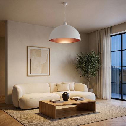 Brilagi - LED полилей на кабел METALO 1xE27/40W/230V Ø 60 cm бял/меден