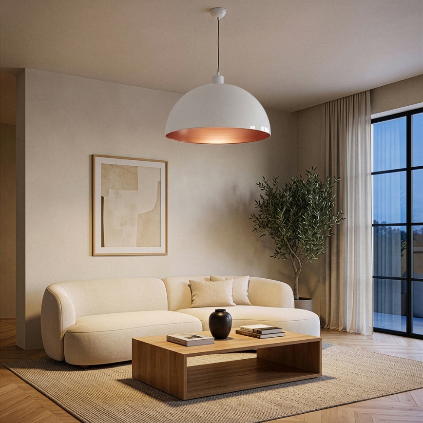 Brilagi - LED полилей на кабел METALO 1xE27/40W/230V Ø 60 cm бял/меден