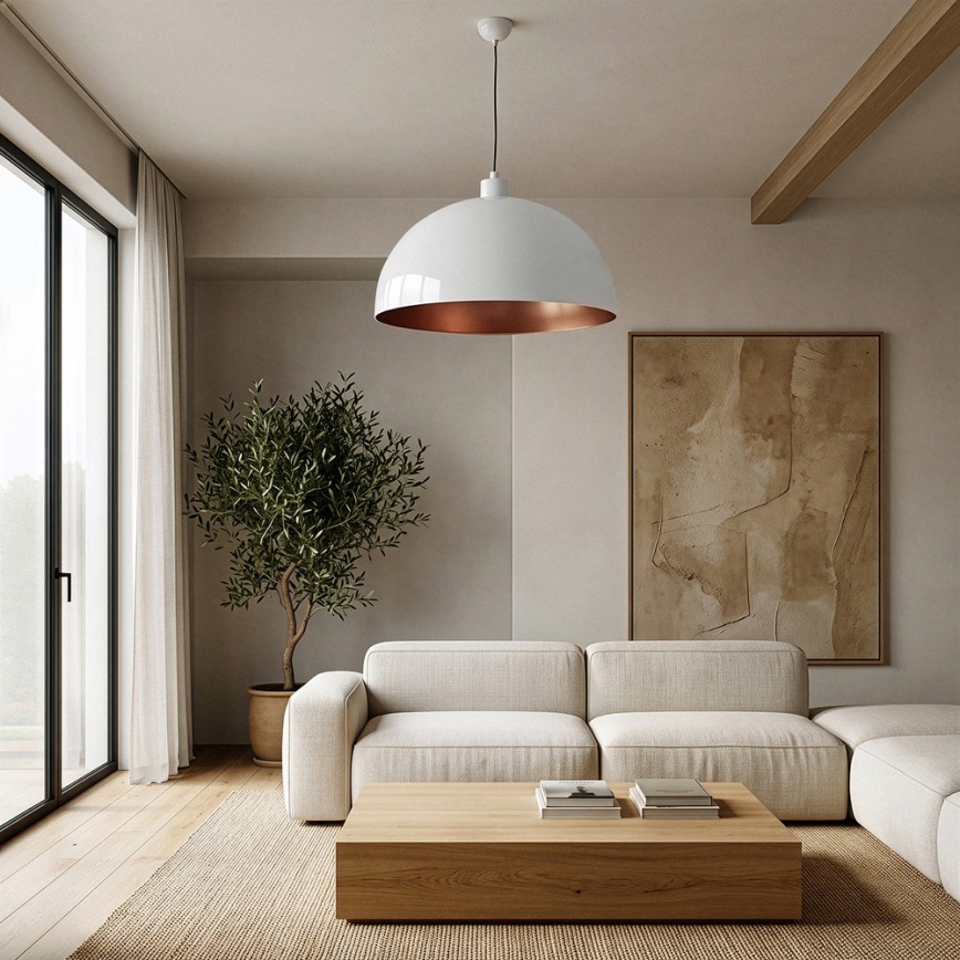 Brilagi - LED полилей на кабел METALO 1xE27/40W/230V Ø 60 cm бял/меден