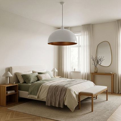 Brilagi - LED полилей на кабел METALO 1xE27/40W/230V Ø 60 cm бял/меден