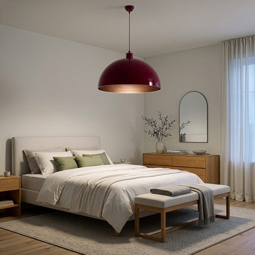 Brilagi - LED полилей на кабел METALO 1xE27/40W/230V Ø 60 cm бордо/меден