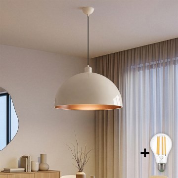 Brilagi - LED полилей на кабел METALO 1xE27/40W/230V Ø 60 см бежов/меден