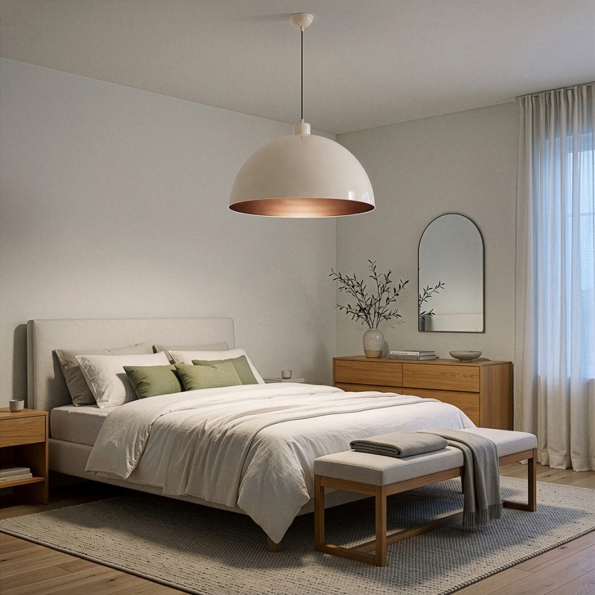 Brilagi - LED полилей на кабел METALO 1xE27/40W/230V Ø 60 см бежов/меден