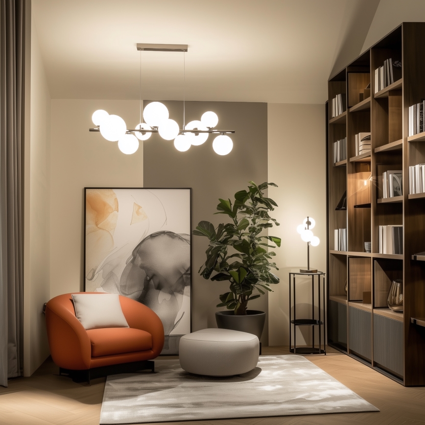 Brilagi - LED полилей на кабел MILLA 10xG9/3W/230V черен хром/бял