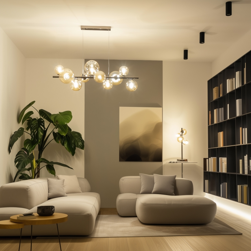 Brilagi - LED полилей на кабел MILLA 10xG9/3W/230V черен хром/злато