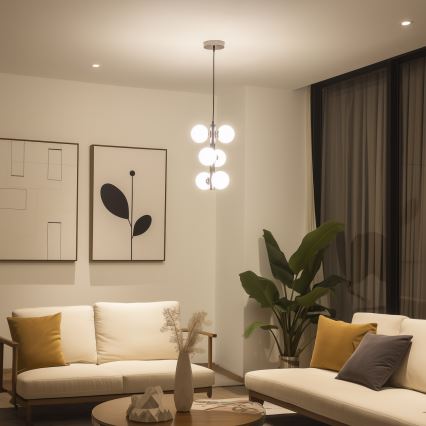 Brilagi - LED полилей на кабел MILLA 6xG9/3W/230V черен хром/бял