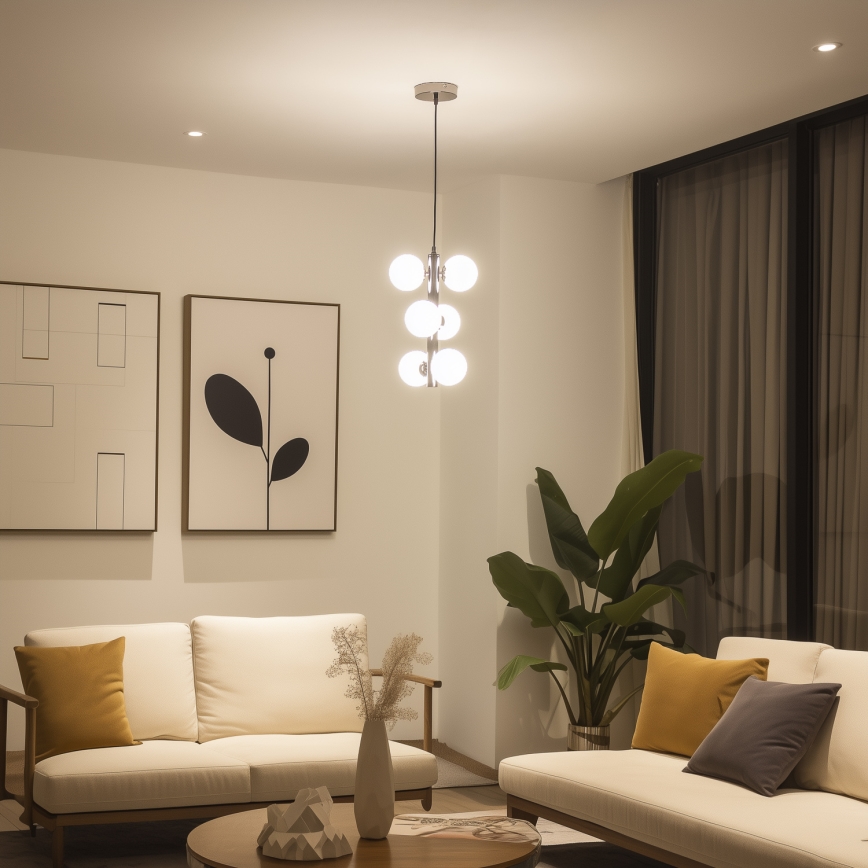 Brilagi - LED полилей на кабел MILLA 6xG9/3W/230V черен хром/бял