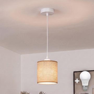 BRILAGI - LED полилей на кабел NUBILA 1xE27/60W/230V Ø 14 см бял/светло кафяв