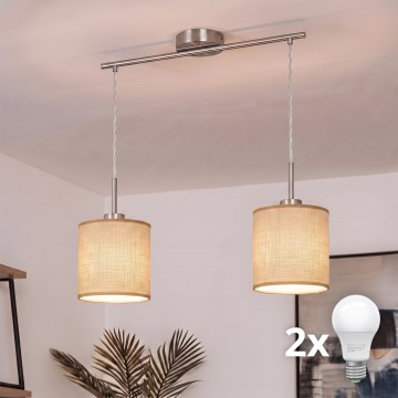 Brilagi - LED полилей на кабел NUBILA 2xE27/60W/230V светло кафяв