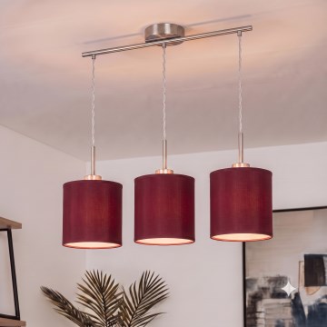 Brilagi - LED полилей на кабел NUBILA 3xE27/60W/230V помпейско червено