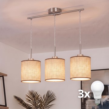 Brilagi - LED полилей на кабел NUBILA 3xE27/60W/230V кафяв