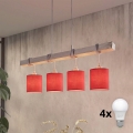 Brilagi - LED полилей на кабел NUBILA 4xE27/60W/230V сив/червен