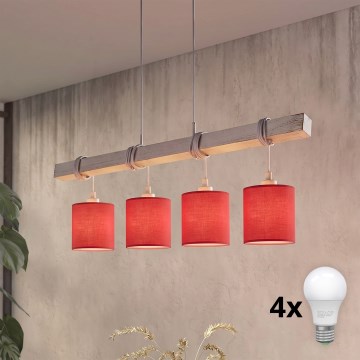Brilagi - LED полилей на кабел NUBILA 4xE27/60W/230V сив/червен