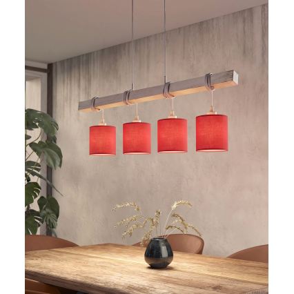 Brilagi - LED полилей на кабел NUBILA 4xE27/60W/230V сив/червен