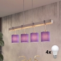 Brilagi - LED полилей на кабел NUBILA 4xE27/60W/230V сив/лилав