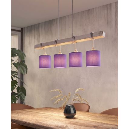 Brilagi - LED полилей на кабел NUBILA 4xE27/60W/230V сив/лилав