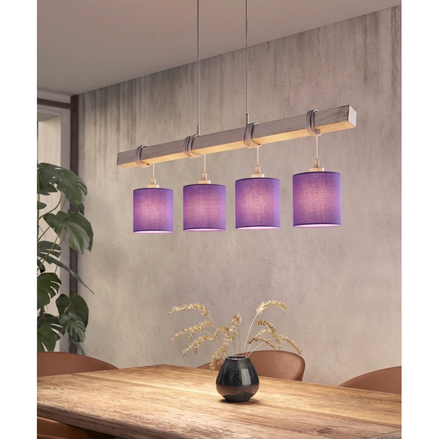 Brilagi - LED полилей на кабел NUBILA 4xE27/60W/230V сив/лилав