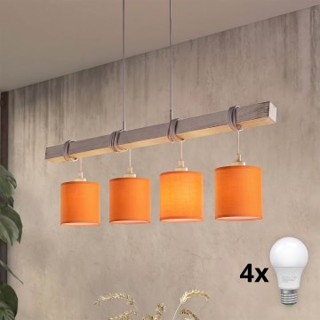Brilagi - LED полилей на кабел NUBILA 4xE27/60W/230V сив/оранжев