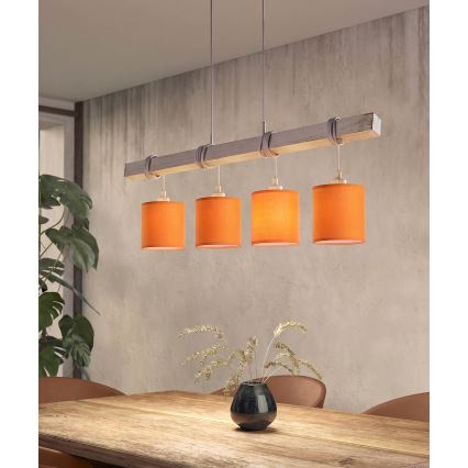 Brilagi - LED полилей на кабел NUBILA 4xE27/60W/230V сив/оранжев