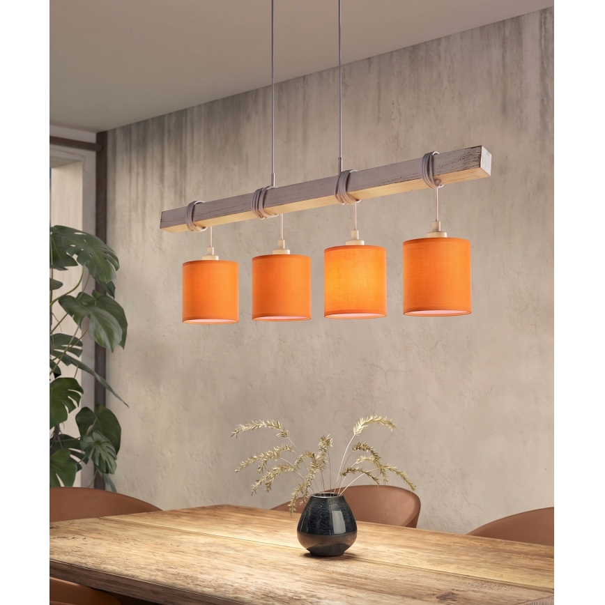 Brilagi - LED полилей на кабел NUBILA 4xE27/60W/230V сив/оранжев
